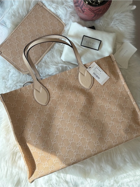 Gucci Handbags - GUCCI DENIM OPHEDIA GG TOTE BAG LARGE